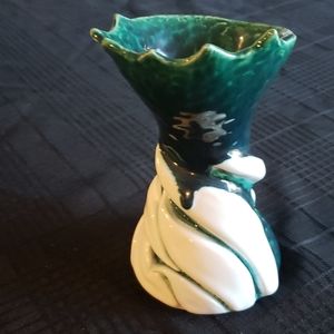 Green with White Swirls Vase.